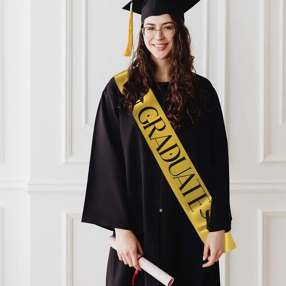 I GRADUATED Sash Graduation Belt Scarf Graduation Ceremony Party Shoulder Strap Decor Graduate Photo Prop Ornament
