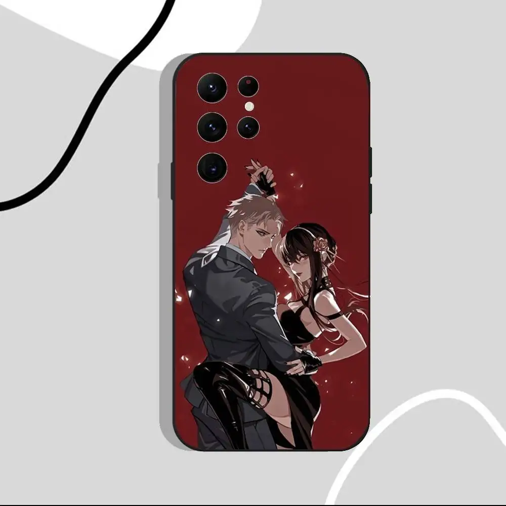 เคสโทรศัพท์ Spy X Family Bond Yor Anya สำหรับ Samsung S25, S24 Ultra, S20, S30 Plus, S22 Plus, S23, Ultra 5G ซิลิโคนสีดำ