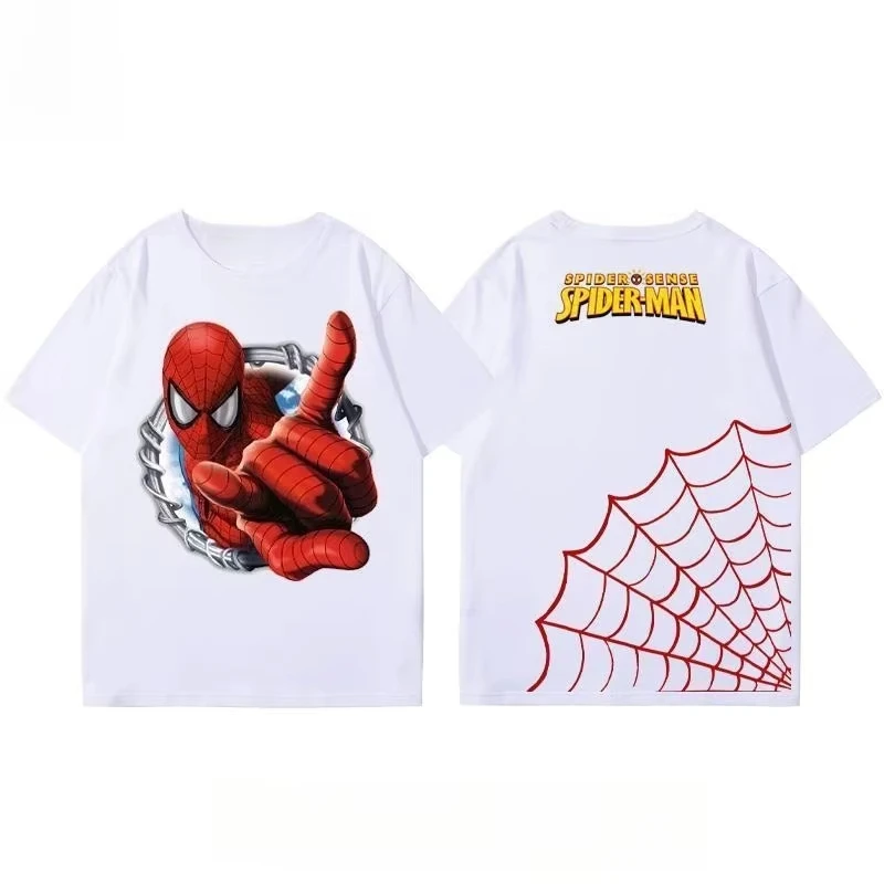 تي شيرت Marvel Genuine Marvel Joint Spider-Man مطبوع بأكمام قصيرة للرجال والنساء برقبة دائرية فضفاضة ومريحة