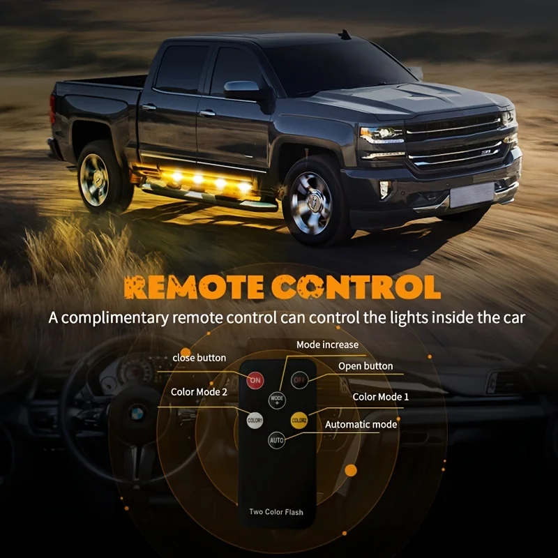 2PCS 63 "LED Striscia di luce stroboscopica Resistente alle intemperie Luci di emergenza per pedana con telecomando Luci lampeggianti ambrate e bianche