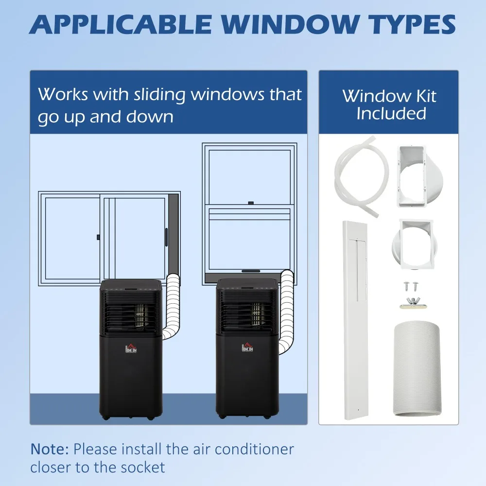 Climatiseur portable pour pièces jusqu'à 344 m², fédération Unité mobile AC avec déaquarelle, ventilateur de refroidissement, kit d'installation de fenêtre