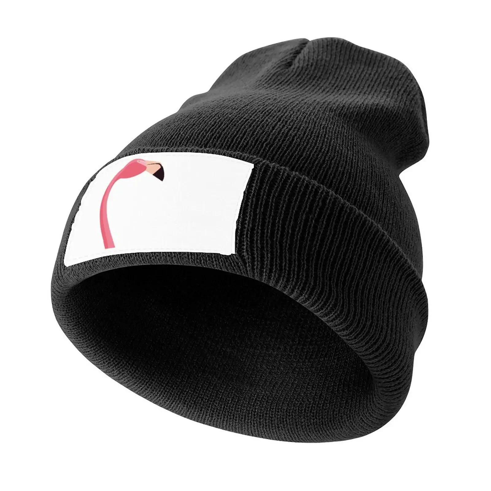 flamingo head minimalist artsy pink and blue Knitted Cap Military Cap Man Rave Women Hats Men's