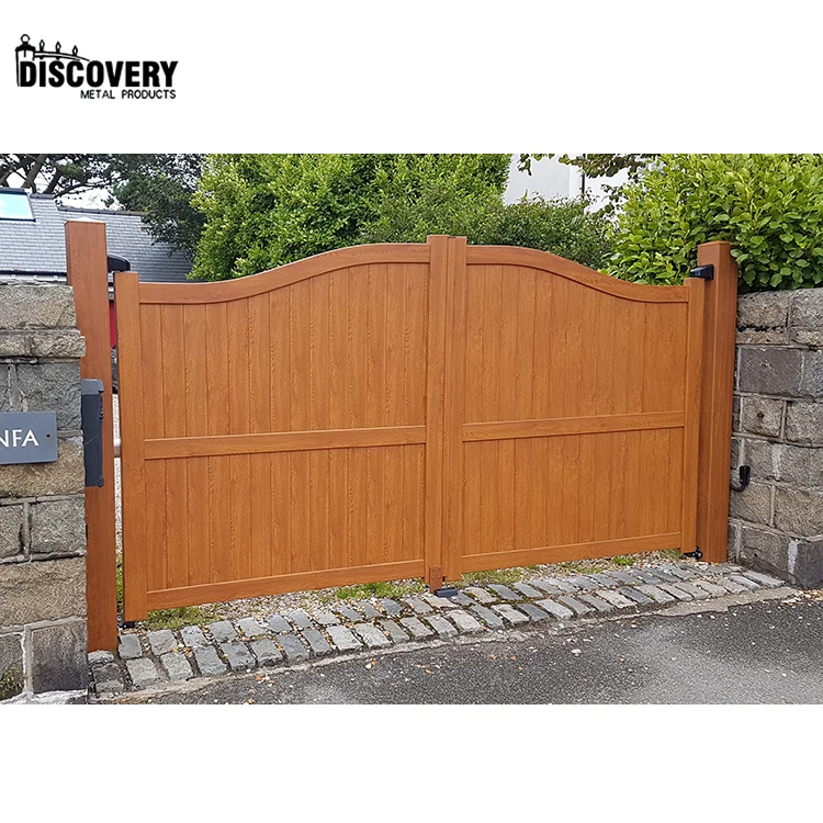 Latest New Design Aluminium Wood Grain Color Double Swing Gates Fence Gate for Garden
