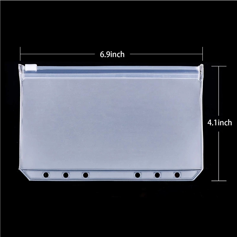 Binder Pocket 6 Holes Loose Leaf Bags A6 Binder Zipper Folders Plastic Document Bags For Office School Supplies