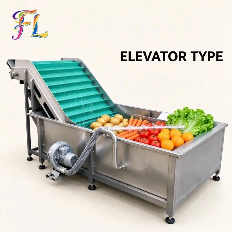 Automatic Fruit Vegetable Washing Machine Water Circulation Bubble Sterilizer Restaurant Central Kitchen Use