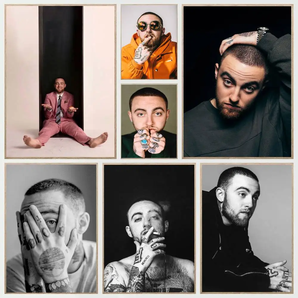 1 Stück Rapper M-Mac M-Miller Poster Aufkleber Druck Wasserfester Wandkunstdruck für Wohnzimmer Schlafzimmer Heimdekoration