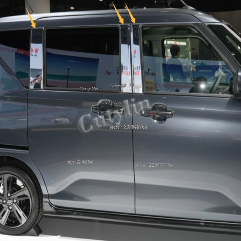 For Daihatsu MOVE 2025 2026 Steel Chrome Piano Black Center BC Pillar Window Moulding Frame Cover Trim Sticker Car Styling