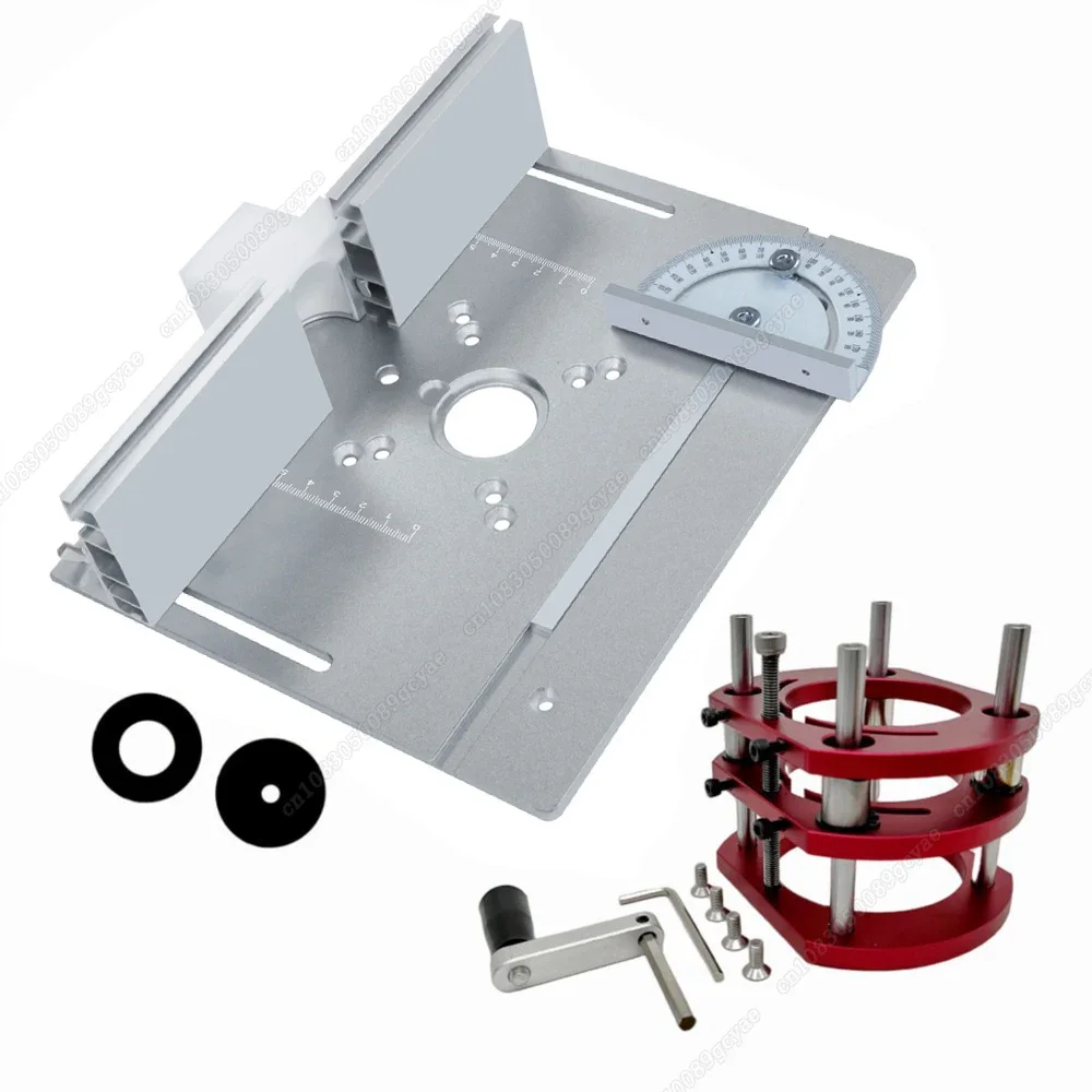 

Router Lift Kit + Aluminum Router Plate for 65mm Diameter Motors Woodworking Router Table Workbench Trimmer Engraving Machine
