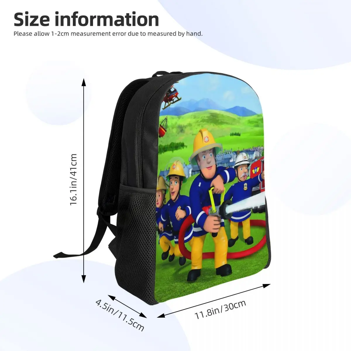 personalized Fireman Sam Backpacks for Women Men Waterproof School College Bag Printing Bookbags