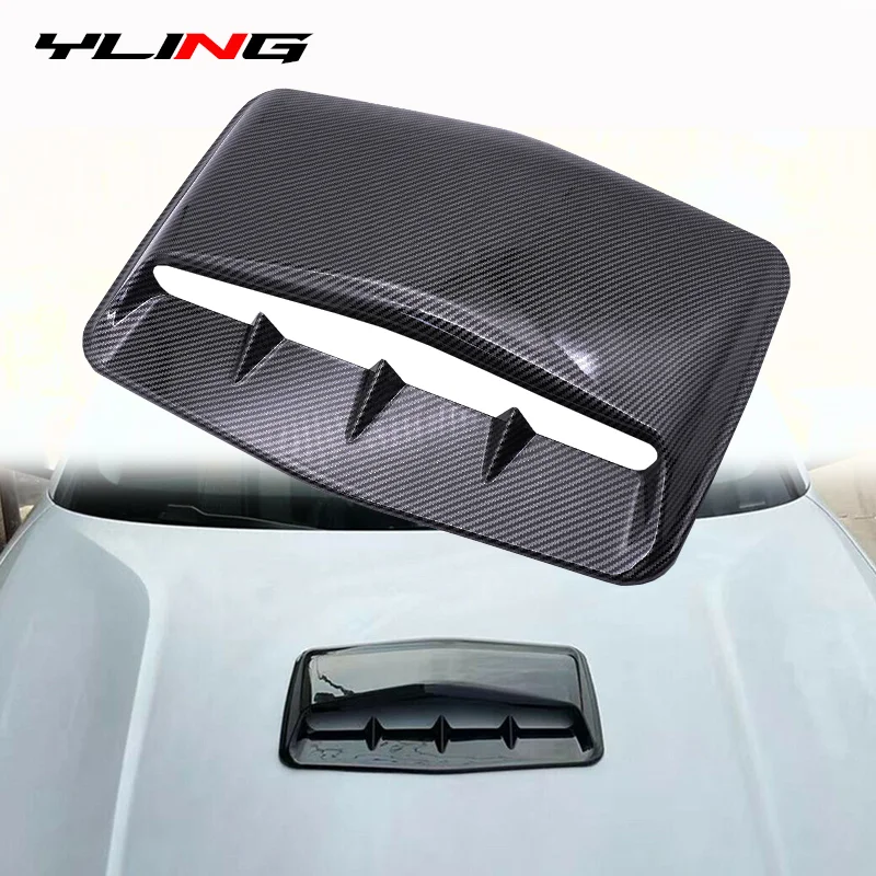 Universal Carbon Black Car Hood Scoop Air Flow Intake Decorative Turbo Bonnet Vent Cover For Audi For BMW For VW For Civic