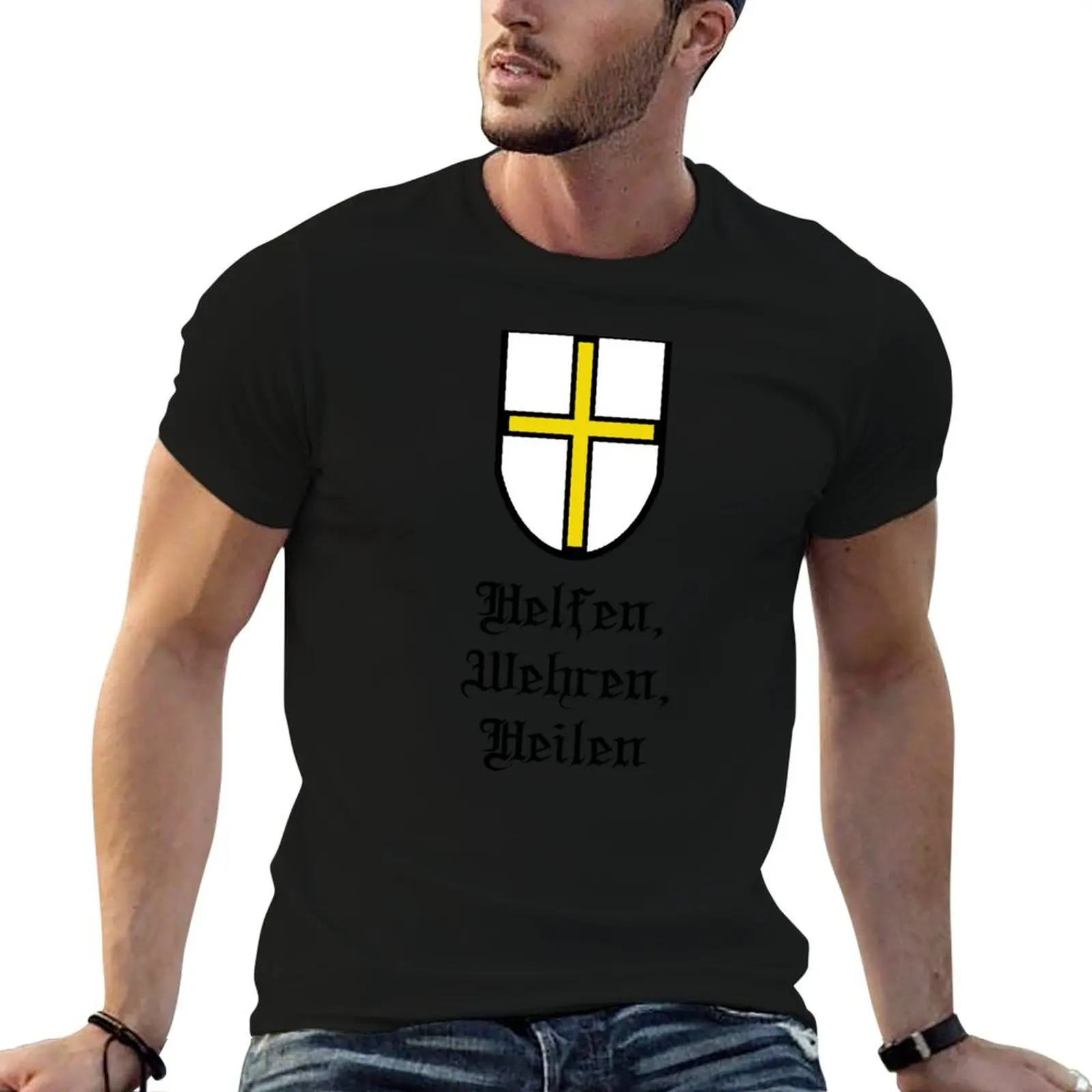 Teutonic Order Shield with Slogan T-Shirt quick drying anime cheap stuff plain black t shirts men