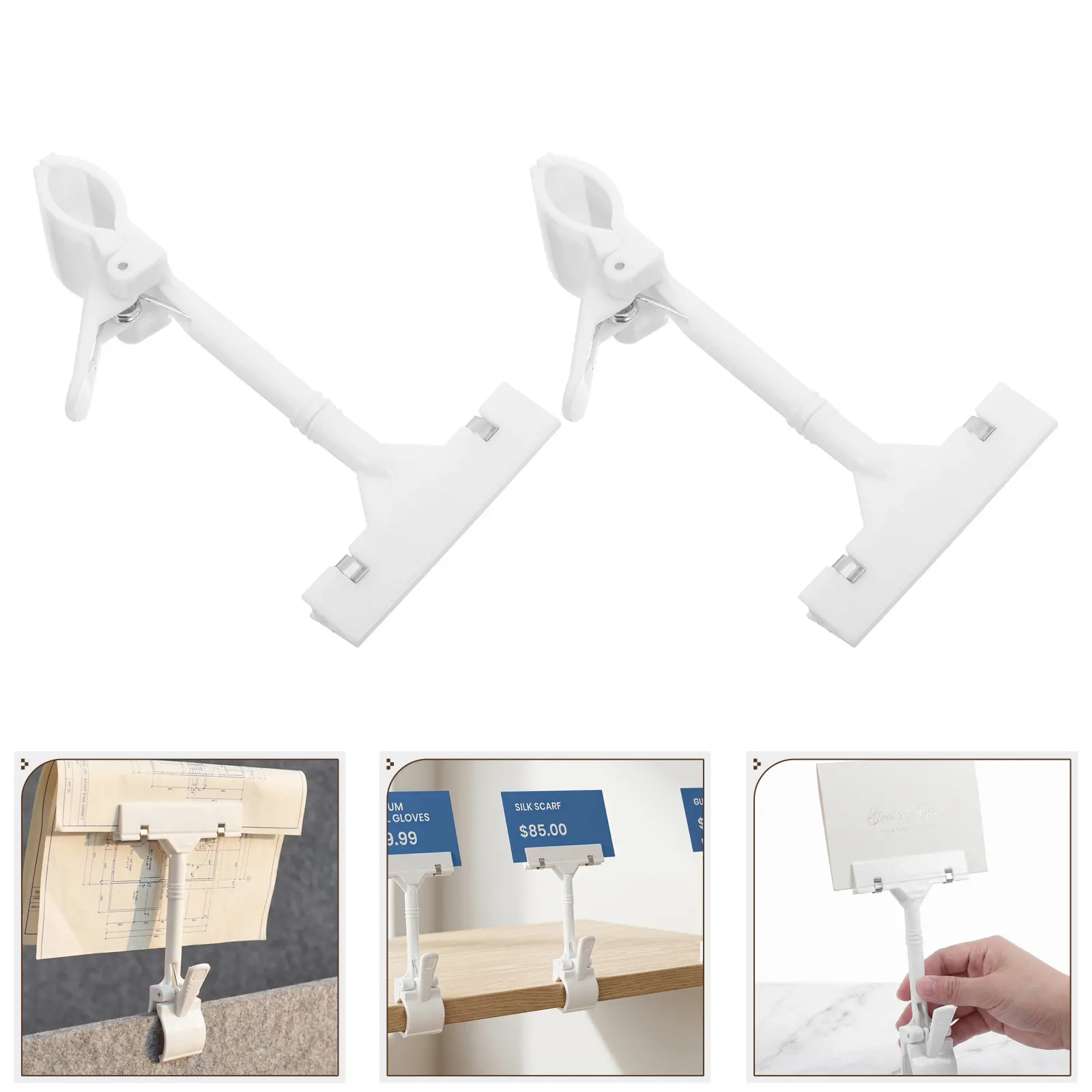 20pcs Plastic Price Tag Clips for Retail Shelves – Double-Sided Thumb Display Holders, Solid Color Label Card Clips