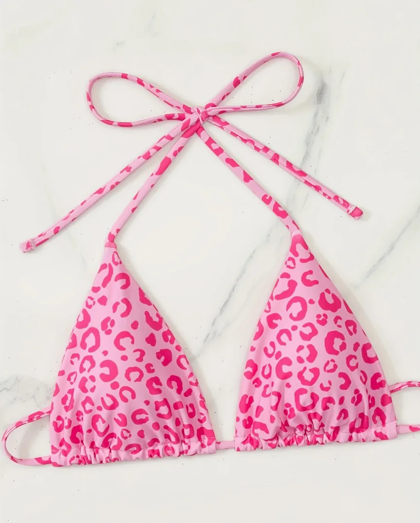 مثير الوردي ليوبارد طباعة مايكرو البيكينيات مجموعات قطعتين الرسن التعادل المايوه بحر المايوه ملابس السباحة biquini Tankini