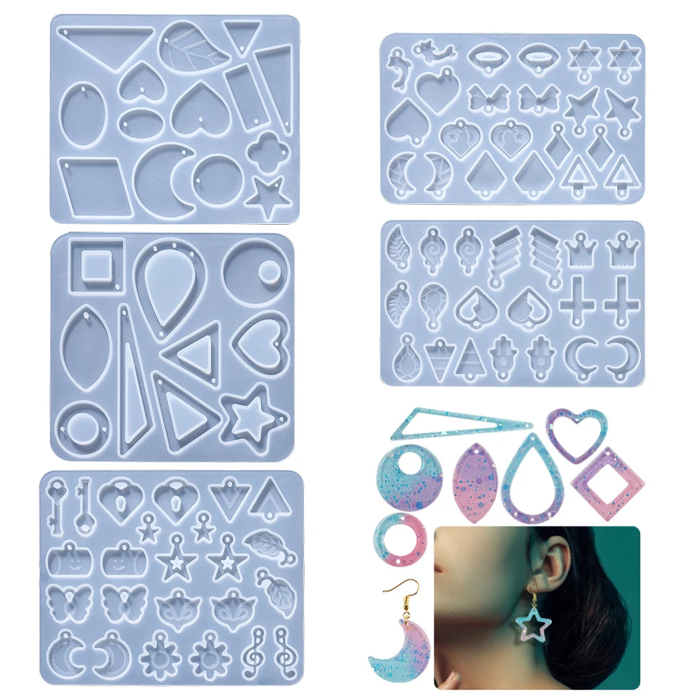 Earring Pendants Epoxy Resin Silicone Mold Heart Shape Mould for DIY Keychain Earring Pendant Jewelry Making Casting Crafts