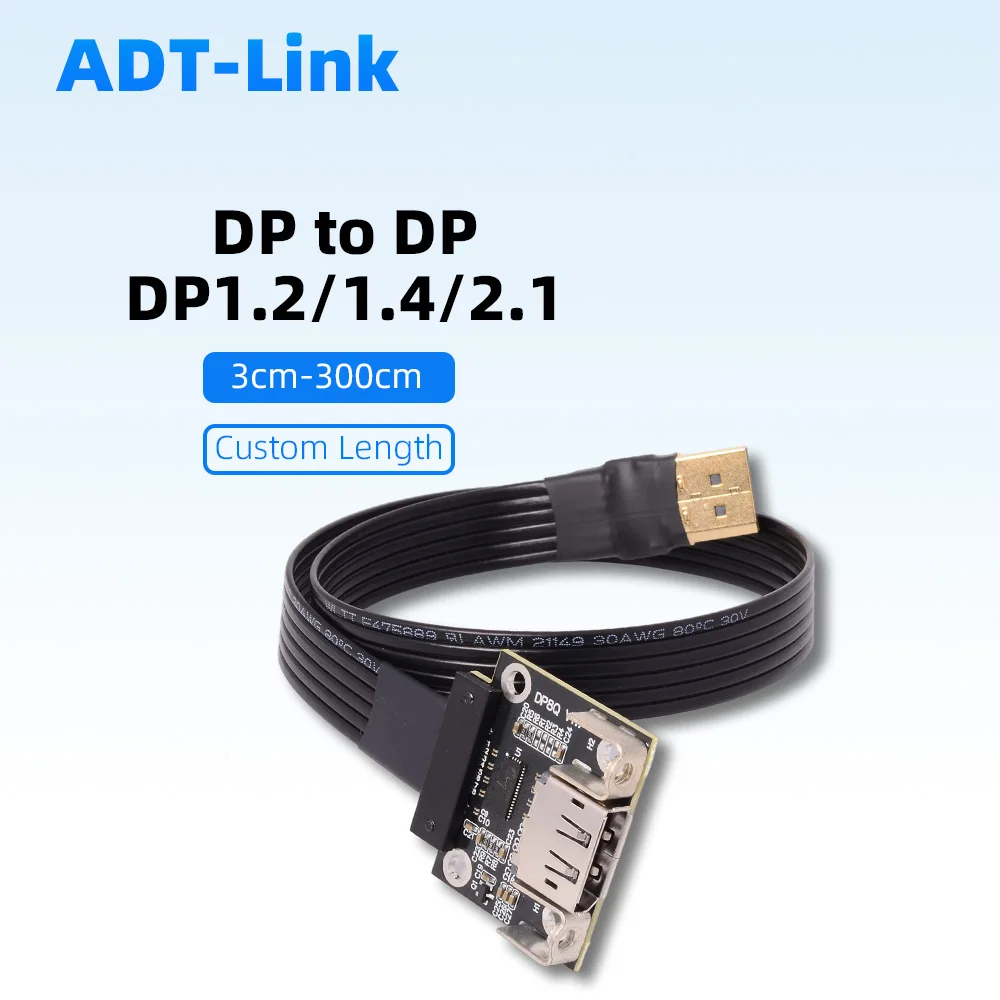 

DP Male To Female Extension Cable DisplayPort DP1.2/1.4/2.1 Corner Connection GPU High Brush Connection HDR/DSC 32-bit/1536kHz
