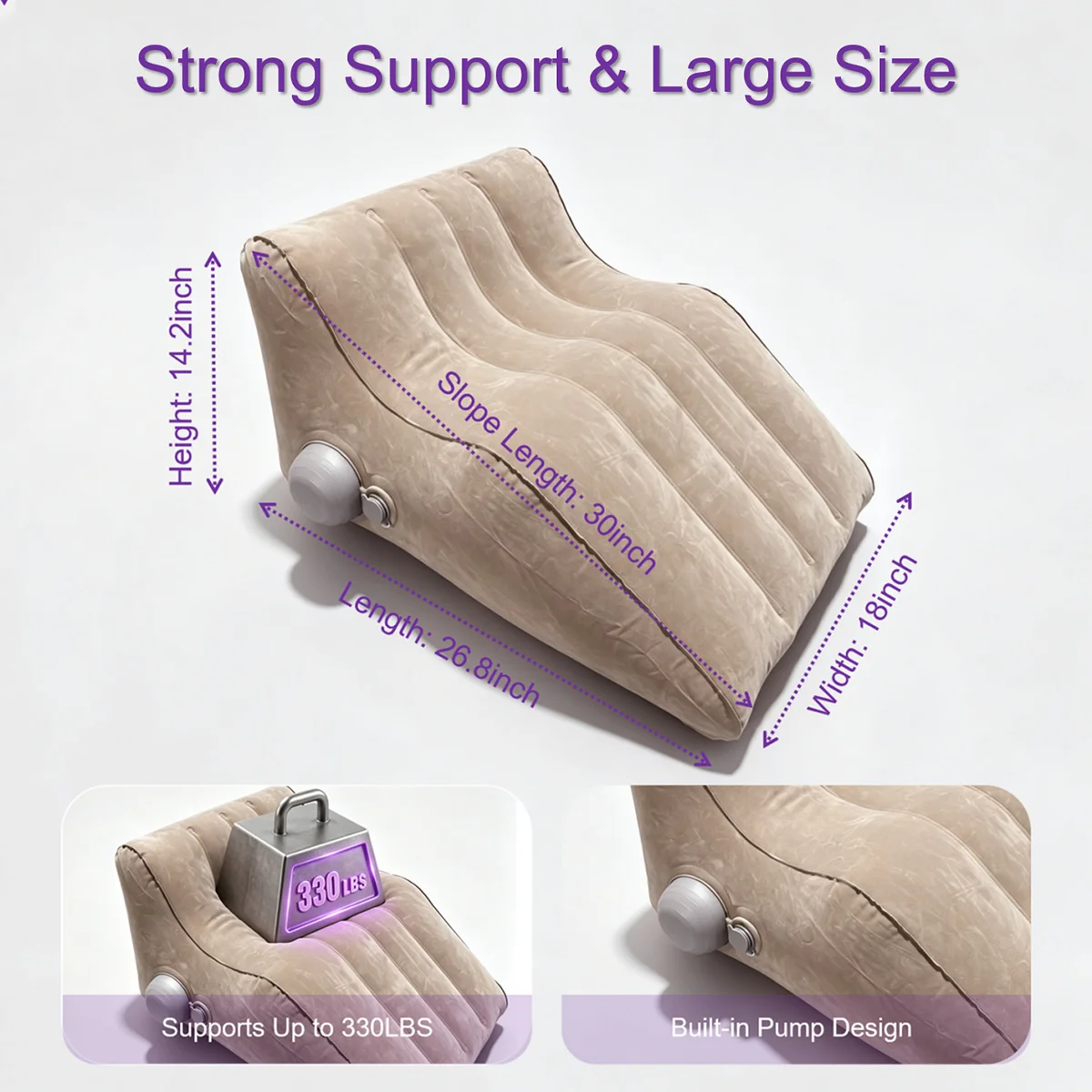 Inflatable Position Pillow for Adults Couples Intimate Support Pillow Flocked PVC Ergonomic Air Pillow Portable Bedroom Cushion