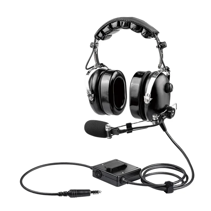 ANR PH-100HC Aviation Headset Metal Bo Om Mic Active Noise Cancelling Communications Pilot Headphone