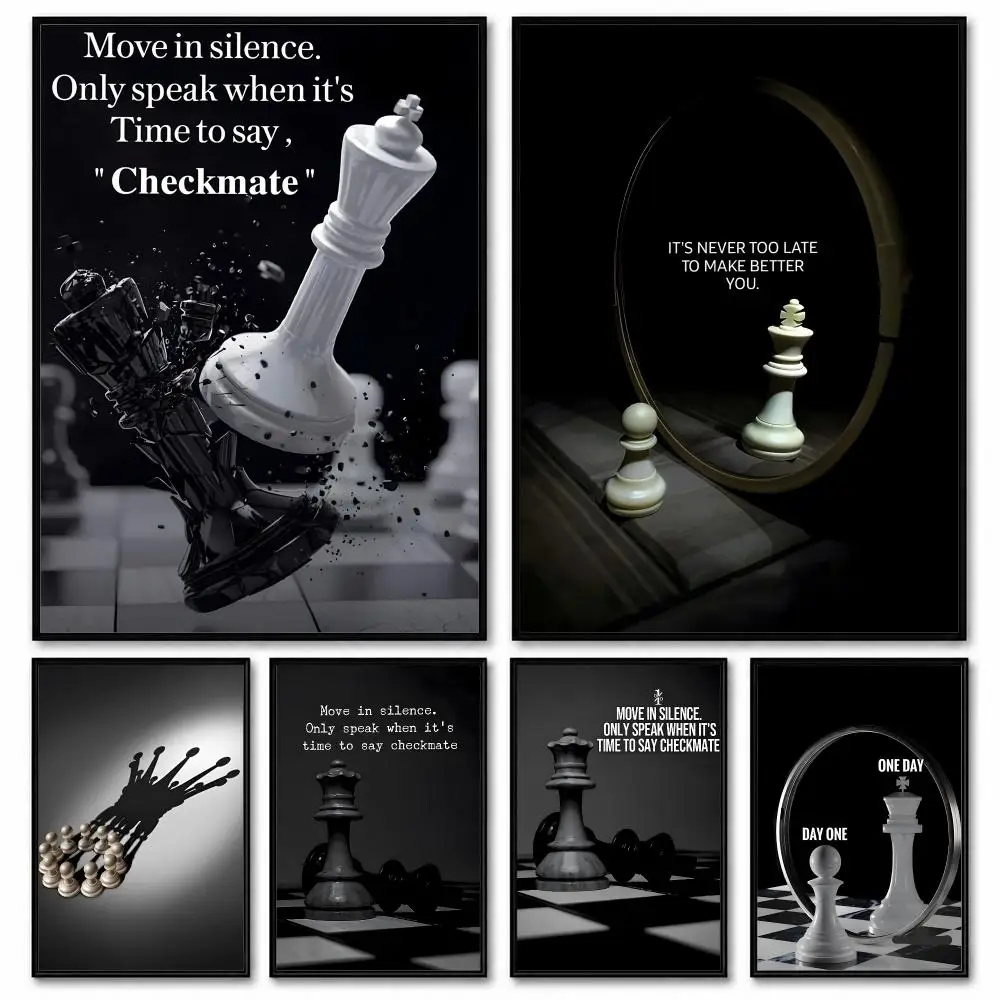 Chess Lovers MotivationalS Art Poster Room Decor Home Wall Art Printing Waterproof Garage BedRoom Posters Gift