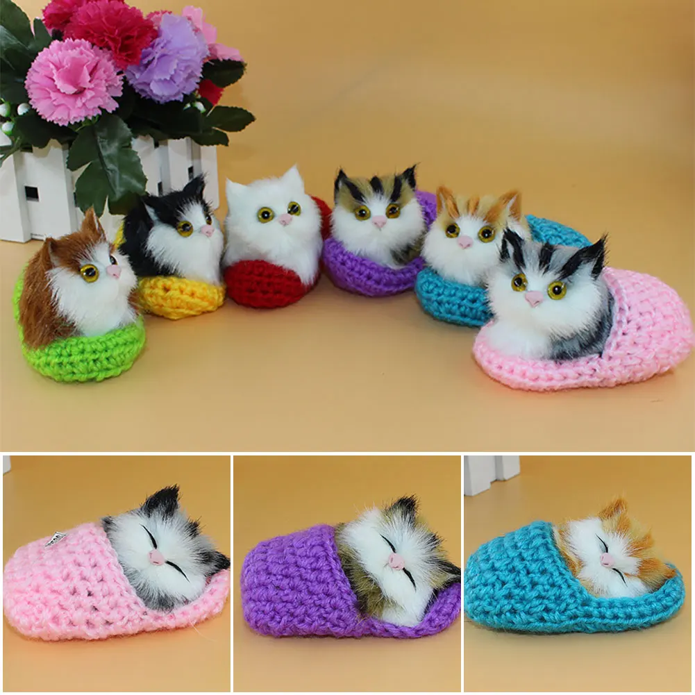 Simulation Mini Katze Nette Plüsch Katzen mit Sound Kinder Geburtstag Geschenke Kreative Nachahmung Katze Ornamente Hause Dekoration Lieferungen – Detail 4