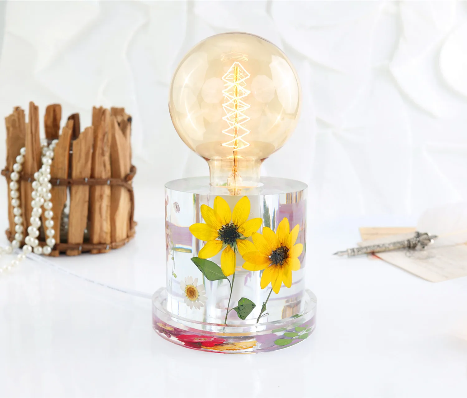 DIY Epoxy Resin Mold Lamp Holder Hexagonal Cube Cylinder Bedside Lamp Silicone Mold Home Decoration