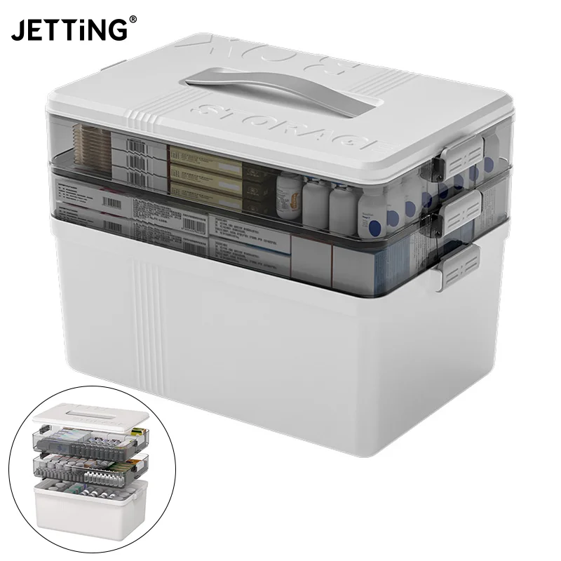 

3-уровневый органайзер для лекарств, портативный аптечка для аптечек с ручкой, универсальный органайзер для семейной первой помощи