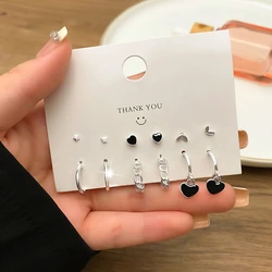 Multi Pairs Pack Fashion Sweet Cool Earrings Set For Women Heart Stud Earring Simple Geometric Earrings Jewelry Accessories