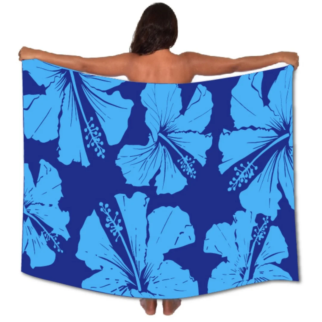 71X47インチ ハワイアン レーヨンコットン サロング パレオ ハイビスカス柄 ラババ ビーチドレス ビキニカバーアップ 吸水性抜群