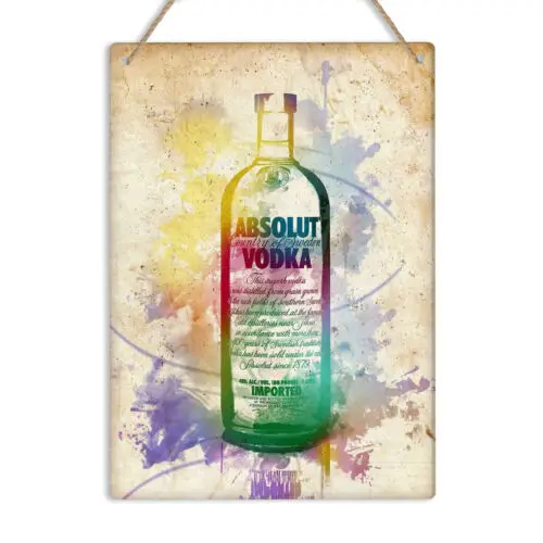 ABSOLUT VODKA WATERCOLOUR Retro Metal Wall Sign Plaque Kitchen Bar Pub Man Cave