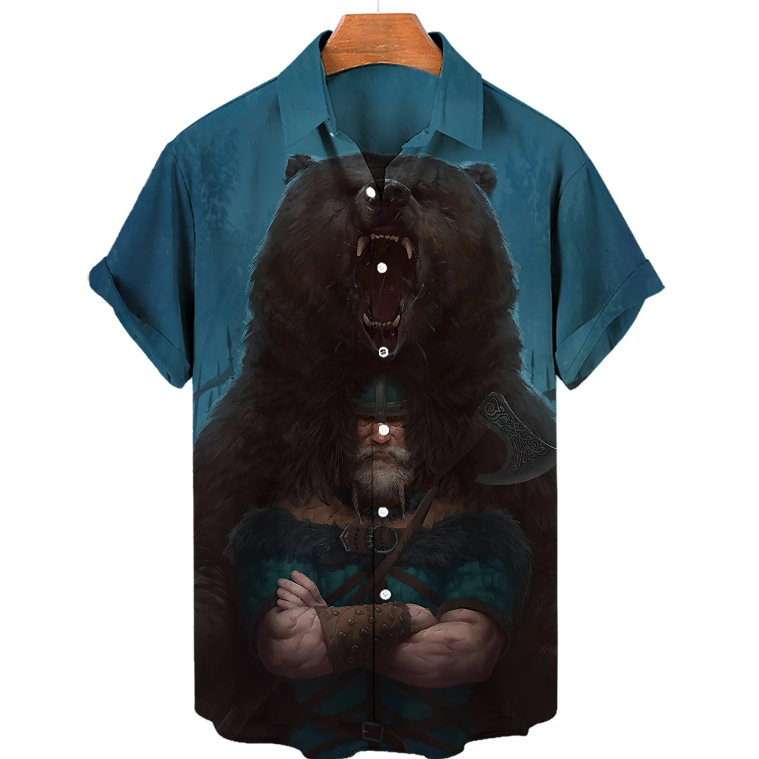 Animal Bear Graphic Men's Shirt Hawaiian Short Sleeve Shirts Tops Summer Button Up Sweatshirt Daily Streetwear Men EU Size 5XL