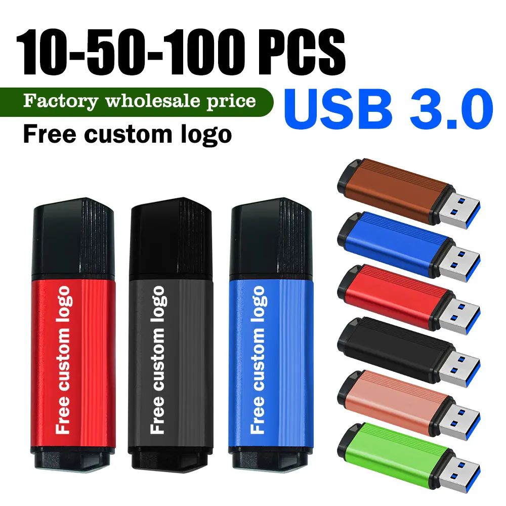 

10/20/50PCS (Free Custom LOGO) USB Flash Drive 8GB 3.0 High Speed Pen Drive Cle Usb16GB 32GB 64GB Pendrive Metal Usb Stick 128GB
