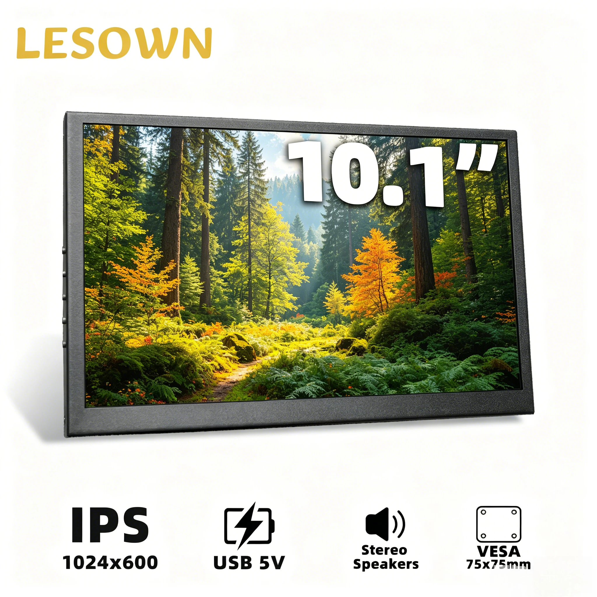 

LESOWN Matte Black Maker Board Display 10.1" 16:9 60Hz Metal Portable Panel HDTV External Monitor for Orange Pi PC Rig
