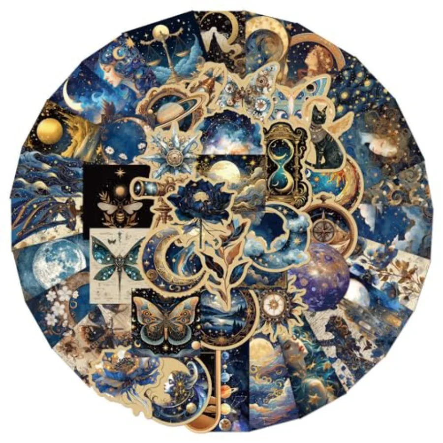 Fantasy Graffiti Galaxy Astronomical Artistic Stickers - 50 Pcs Waterproof Vinyl Vintage Space Moon Celestial Decorative Decals