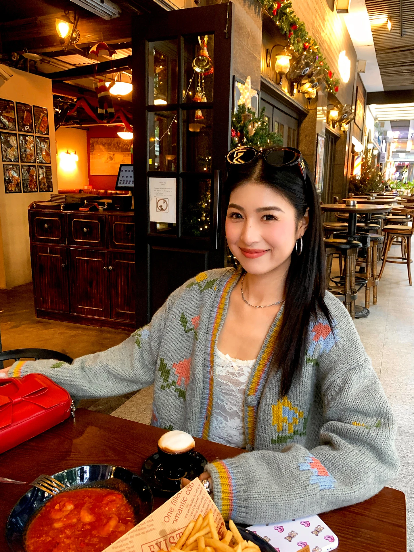 

Женский открытый кардиган Tanis ey, новинка 2025 года, зимний свободный вязаный повседневный свитер с v-образным вырезом и длинным светом с цветочным принтом