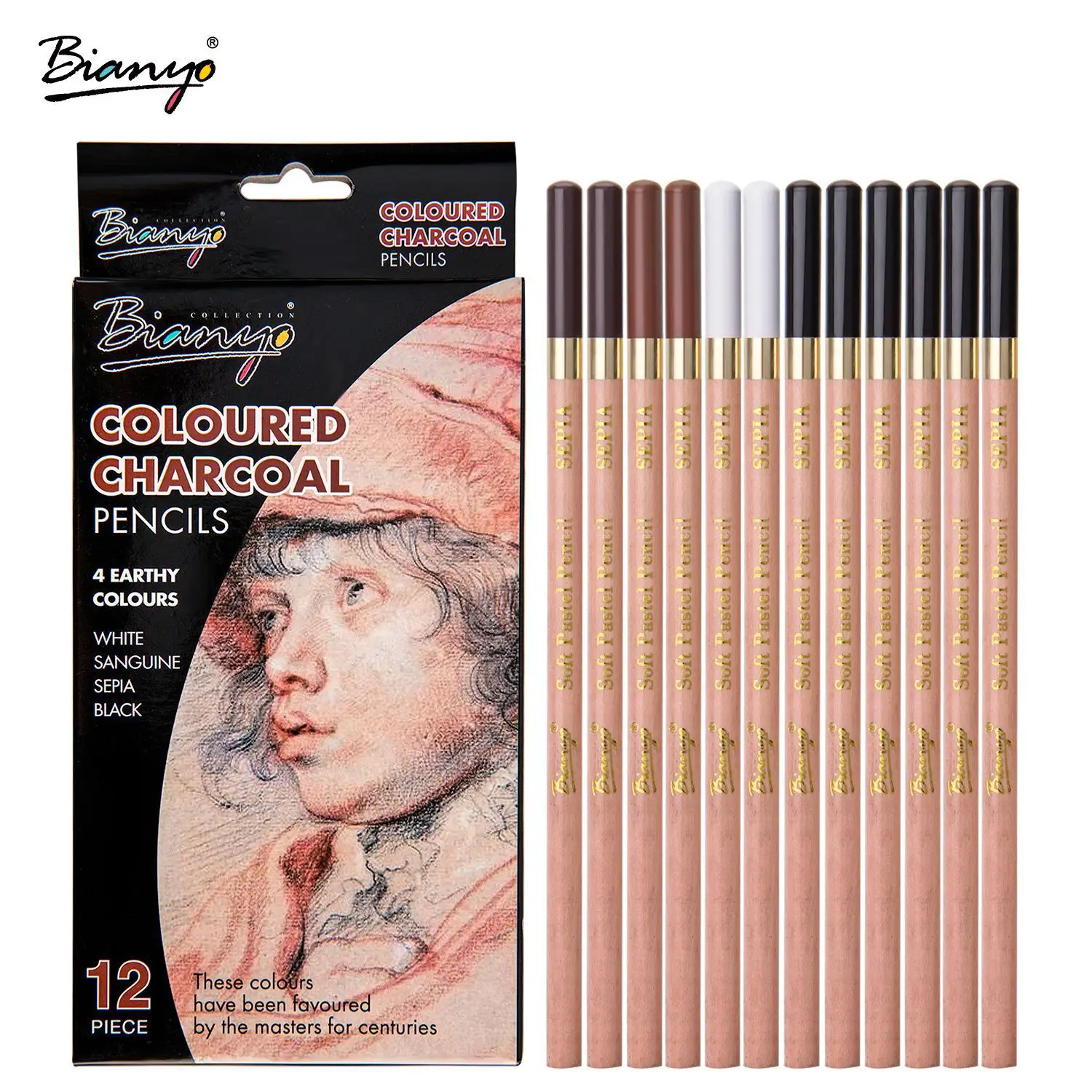 

12 Pcs/Box Artist Soft Pastel Wood Pencils Crayon Charcoal Pencils Artiste Wooden Non toxic Pencil for Sketching Drawing