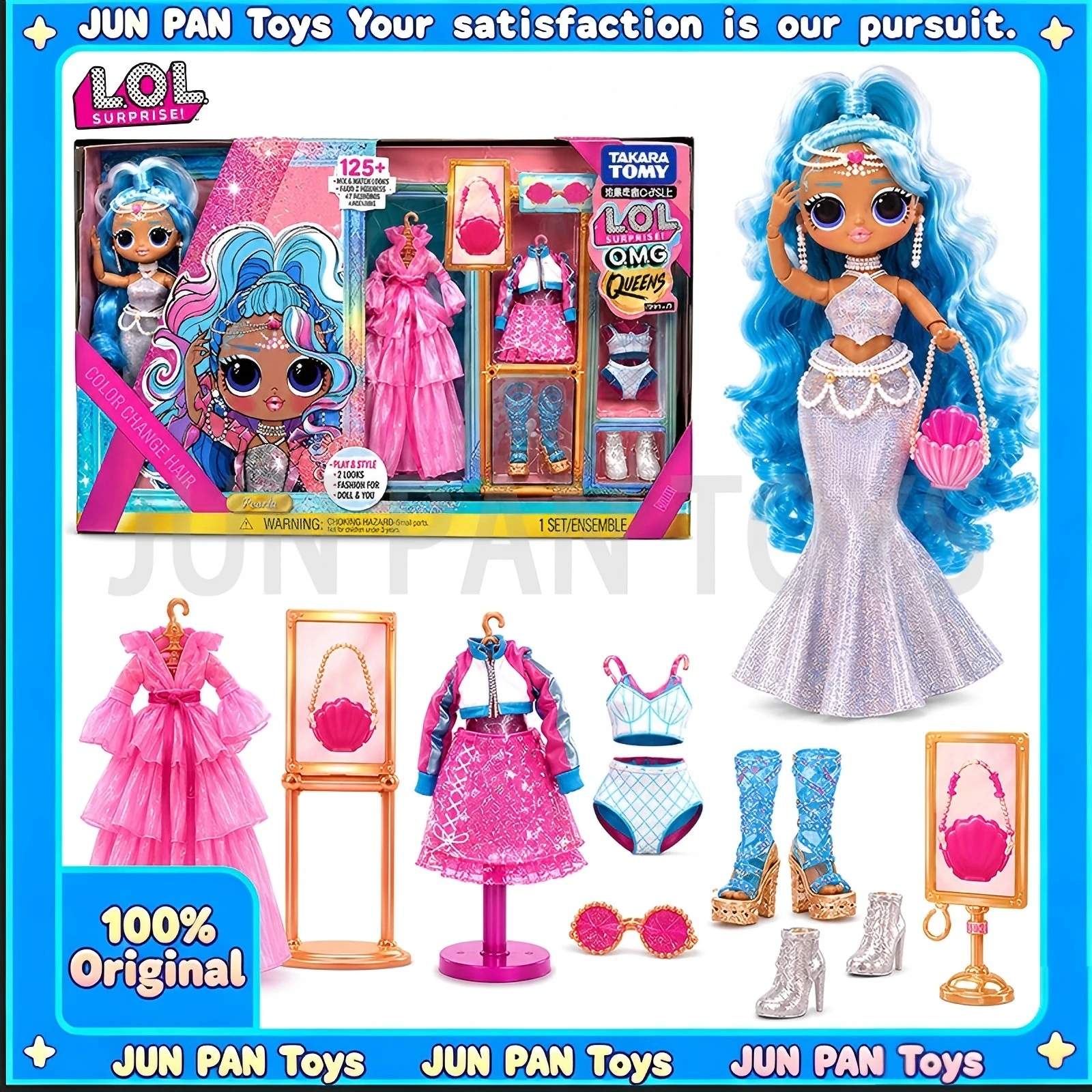 Boneca de Moda LOL Surprise OMG Splash Beauty Queen com Cabelo que Muda de Cor, Roupas e Acessórios, Presente para Crianças, Brinquedos para Meninas