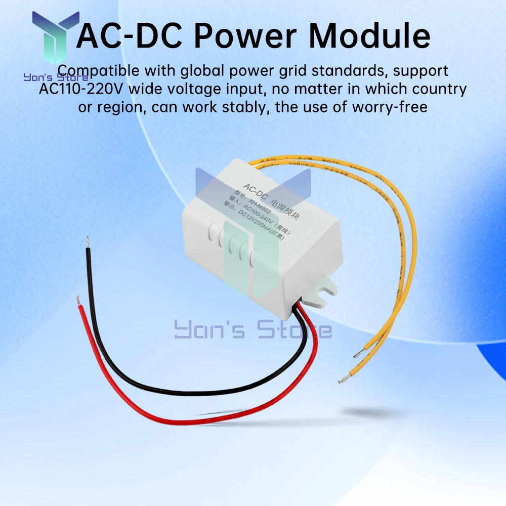 AC-DC Power Supply Module Adapter 12V 250MA Switch Switching Thermostat AC 100-240V Output DC 12V 3W Converter XH-M302