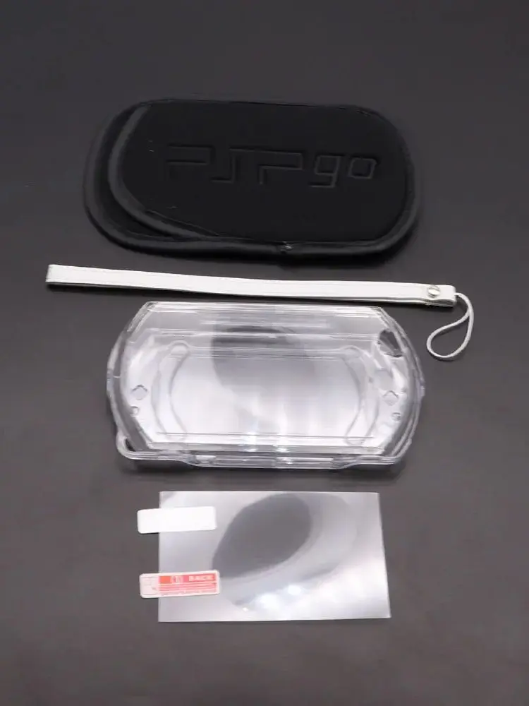 Étui de protection en cristal transparent avec pochette, sac de rangement et Film de protection d'écran pour PSP GO