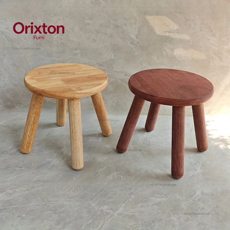 Simple Textured Solid Wood Flower Stand Stool Comfortable Smooth Rounded Surface Stable Four-Legged Design