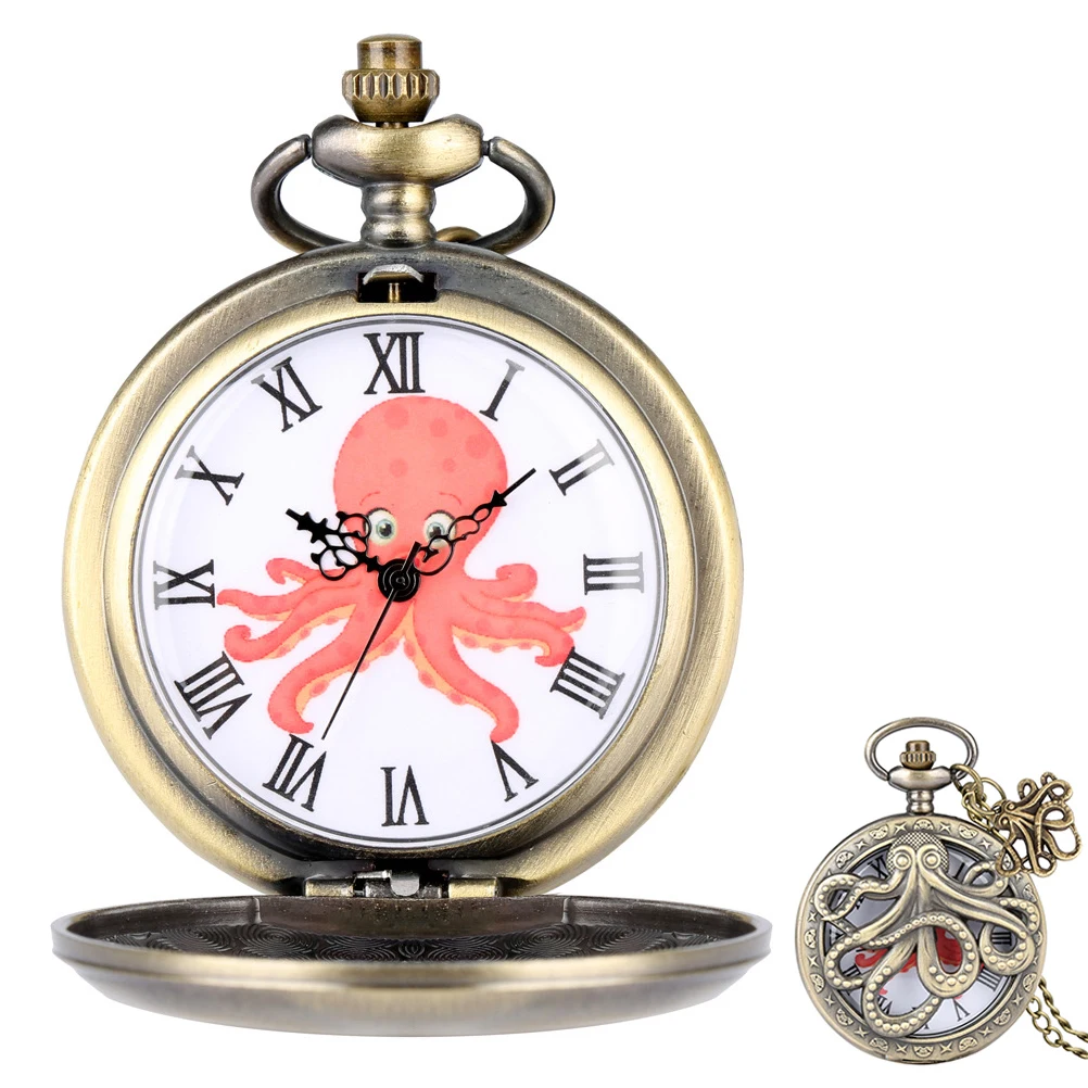 

1 Pcs Vintage Mechanical Pocket Watch Decorative Octopus Design Costume Jewelry