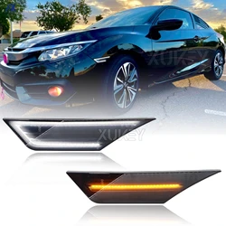 2pcs Flowing Amber Turn Signal Side Marker Light White DRL For Honda Civic 10th Gen Sedan Hatchback Repeater Indicator 2016 2021