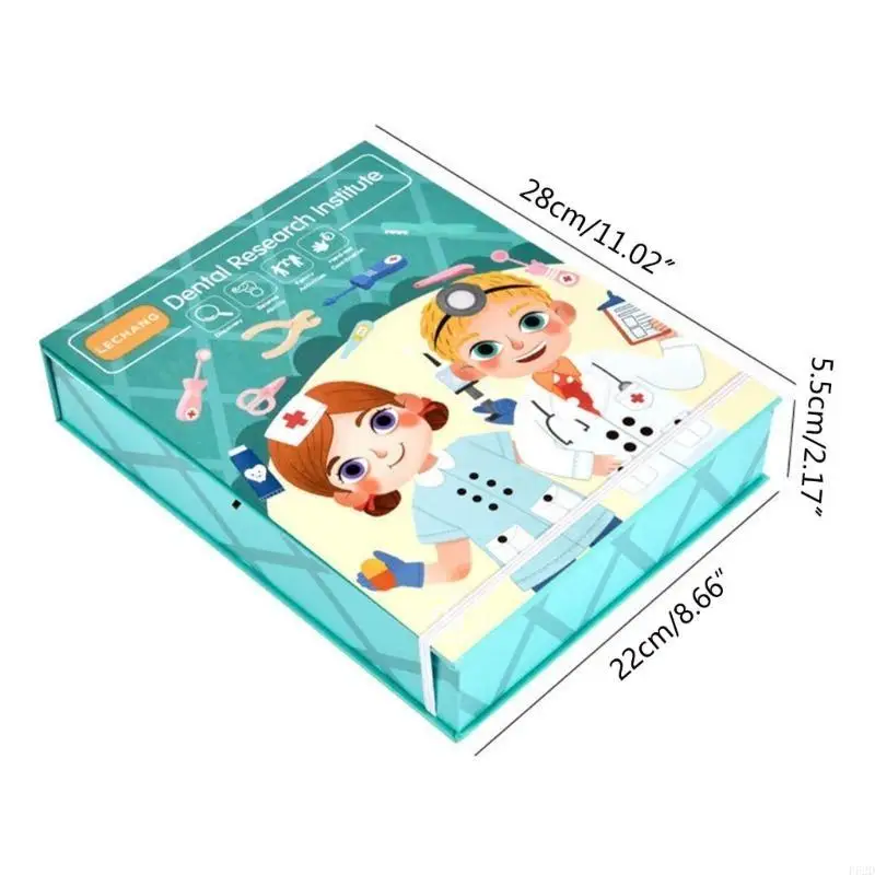 F62d Wooden Doctor for Kids Dentist Playset Toy Medical Fitend Role for Play Educational Imagination for Kids