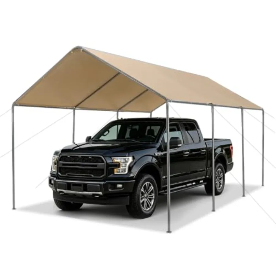 Carport, Feet Heavy Duty Portable Garage, Car Port with Storage Shed, Car Canopy Car Tent with Steel Frame All-Season Tarp for
