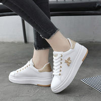 Men's Sneakers White Shoes Platform Fashion Rhinestone Hight Quality Chaussures Femme Bee Lady Footware Patchwork Tenis Masculin