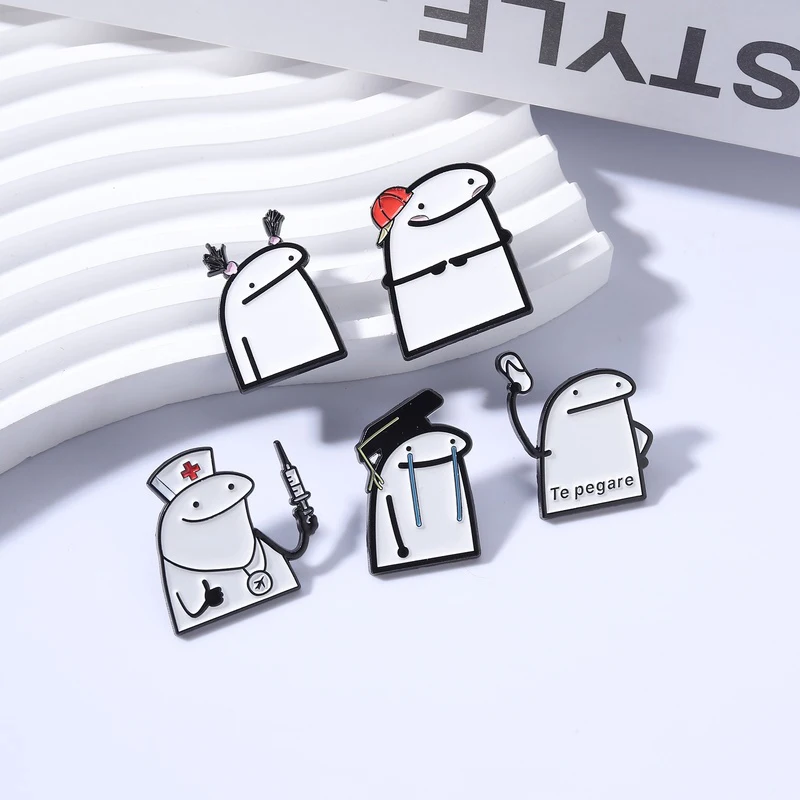 2-8pcs/set Japanese Anime Novel Maomao Enamel Pin Comedy Ugly Women Flork Nurse Sausage Dog Panda Pig Tabby Cat Brooch Bag Badge image 3