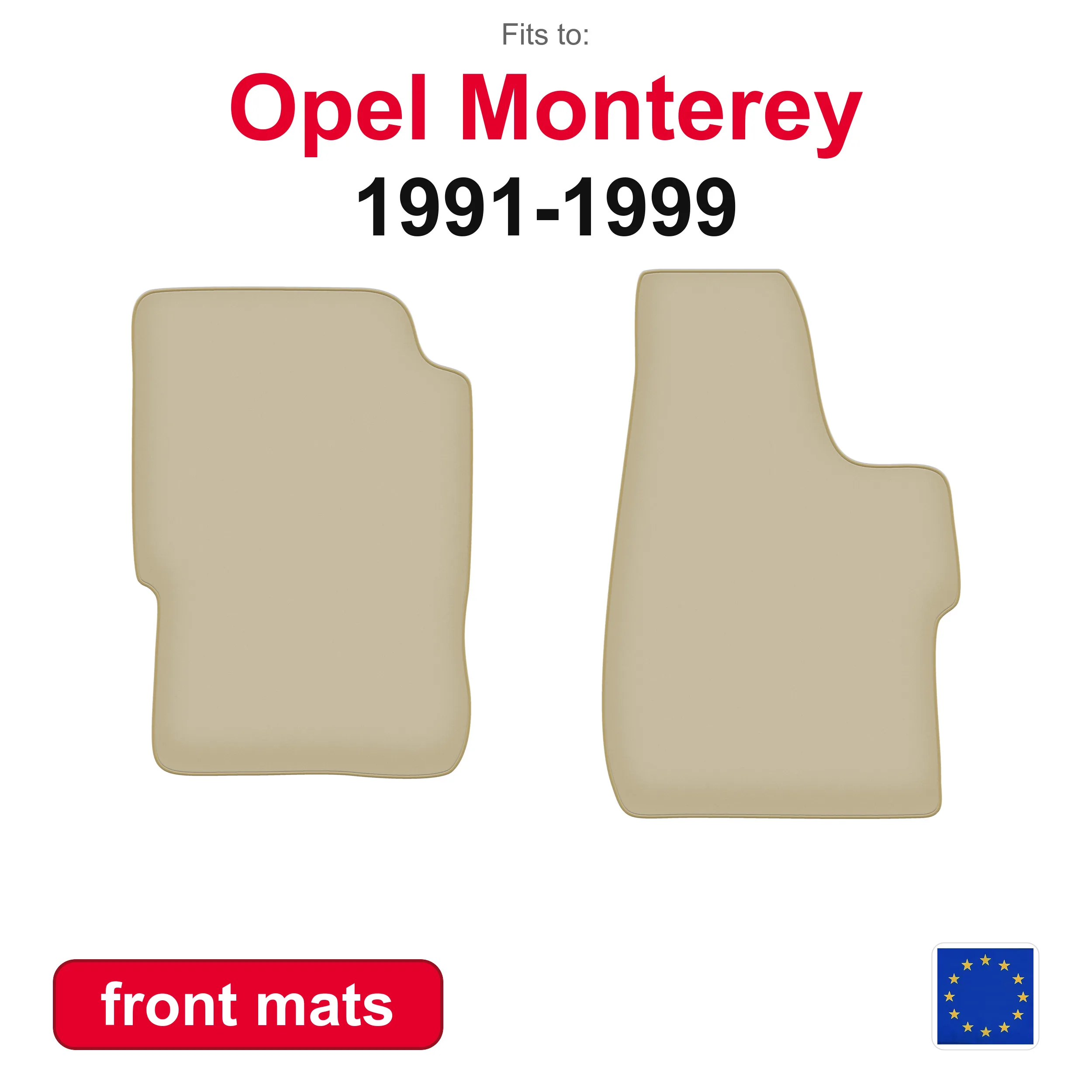 PREMIUM-Autofußmatten für den vorderen Boden für Opel Monterey SUV (1991-1999) – beige, 2-teiliges passgenaues Autofußmatten-Set für den vorderen Boden