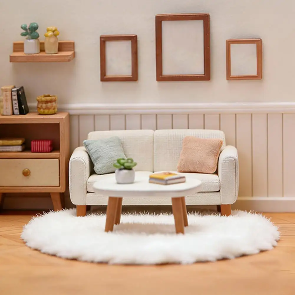 Dollhouse Floor Rug Mini Dollhouse Carpet 1 12 Scale Plush Round Rug Tiny Doll House Floor Mat Micro for Miniature for Dollhouse