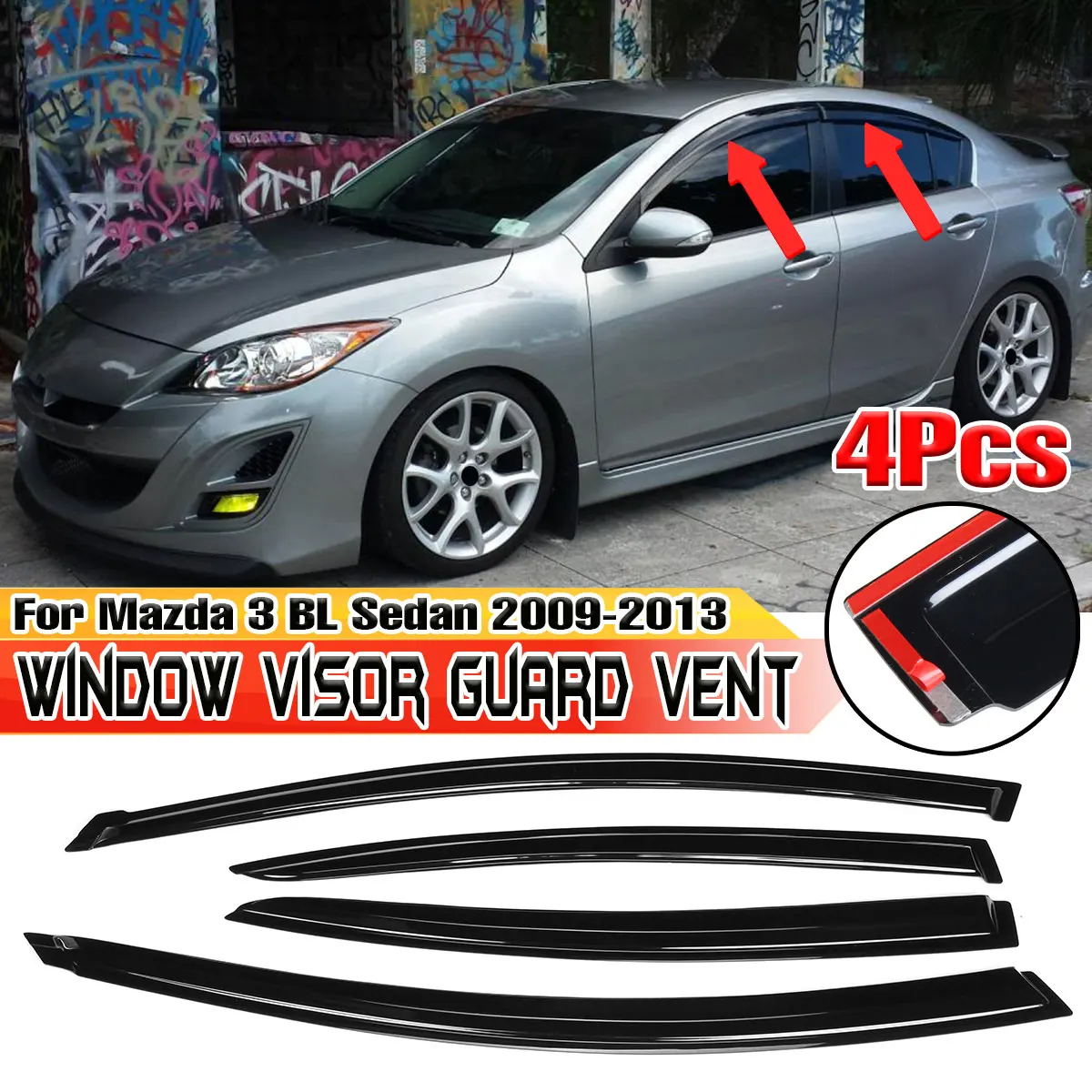 Auto Seite Fenster Visier Deflektor Wind Shields Sonne Regen Guards Für Mazda 3 BL Limousine 2009-2013 Tür Fenster visier Vent Sonne Schatten