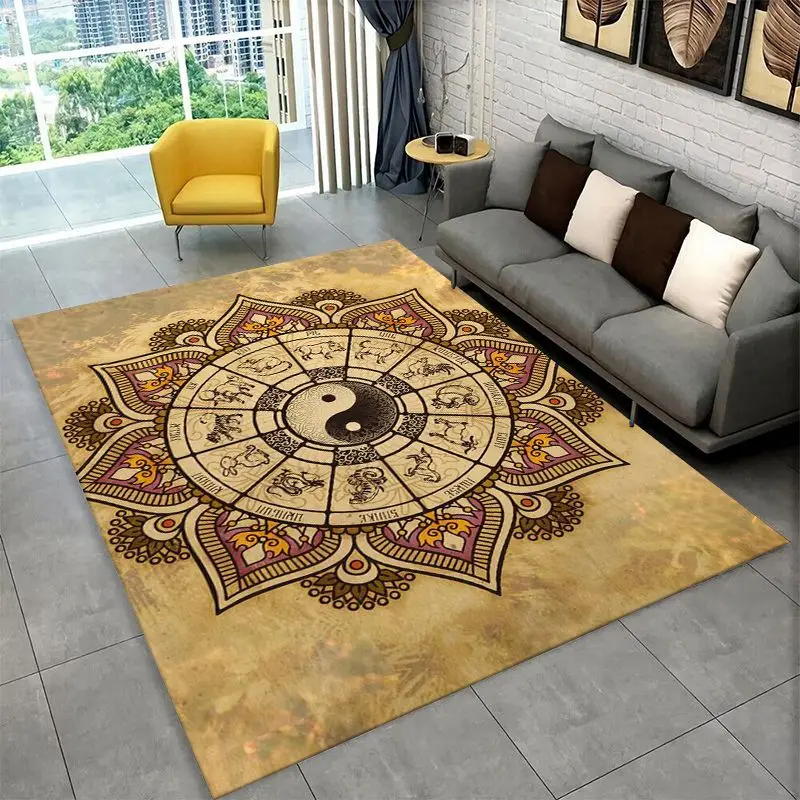 Meditation Yin Yang Tai Chi Bagua Yoga Large Area Rug Non-slip Carpet for Bedroom Living Room Sofa Doormat Home Decor Floor Mat