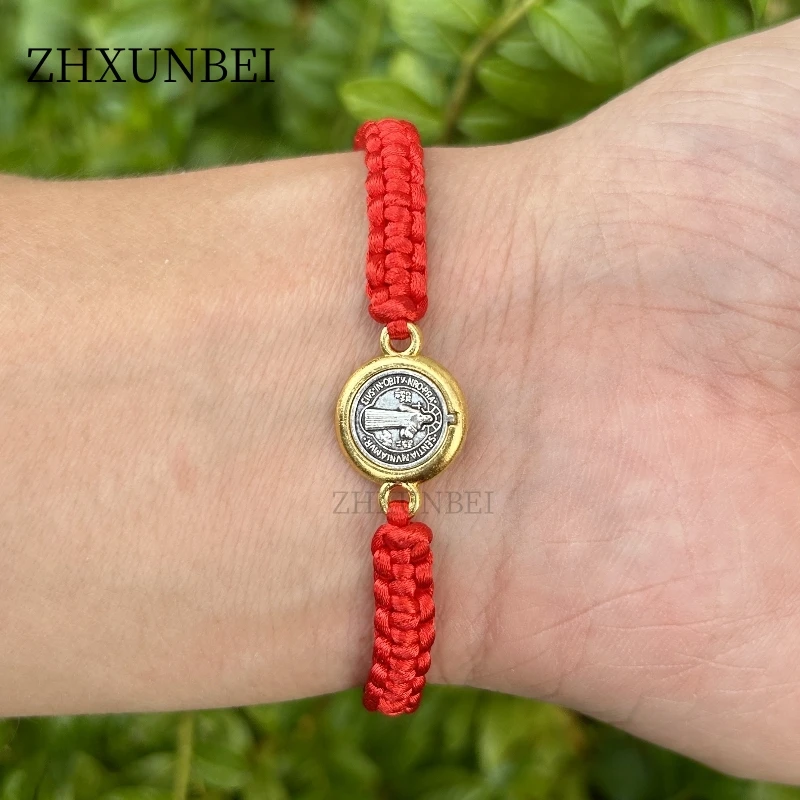 Catholic Red Black Rope String San Benito Pulseras Handmade Protection Saint Benedict Bracelets for Men Women Gifts