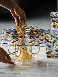 Copa de cristal pintada para beber, estante de vidrio de vino, conjunto de lujo ligero, sala de estar, sentido de alta gama, hogar europeo